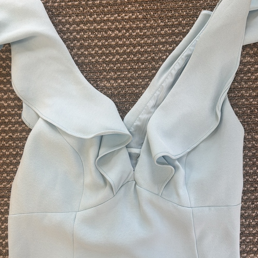 Aidan by Aidan Mattox Light Blue Ruffle Cocktail Mini Dress, size 8 - Picture 2 of 8